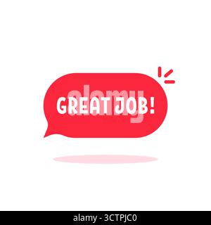 red simple great job bubble with shadow Stock Vector