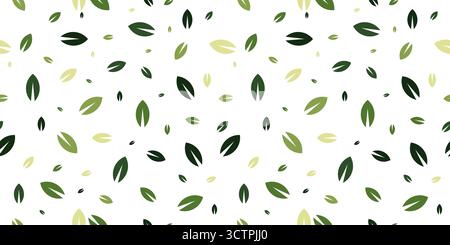 Green leaves seamless vector pattern. nature organic background Stock Vector