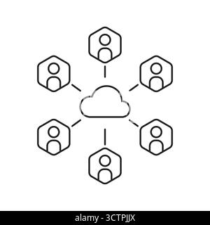 thin line icon like sync personal data in cloud Stock Vector