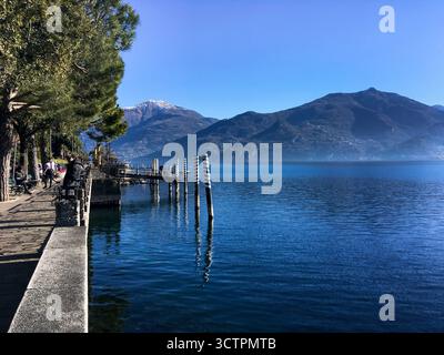 Menaggio, Italy - February 17, 2019: Historic center and lake of the beautiful town on Lake Como. Stock Photo