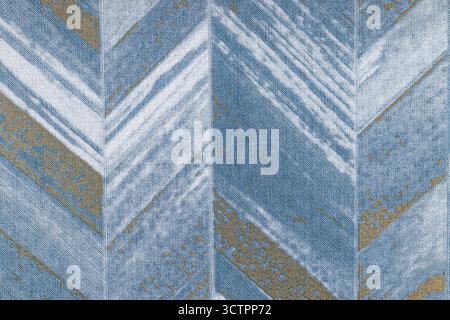 Blue Chevron Herringbone Pattern Background with Textured Stone and Tile Effects Stock Photo
