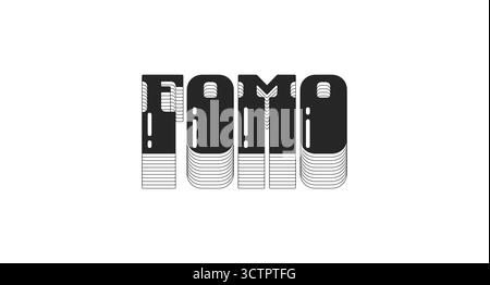 FOMO acronym bold black viral internet slang typography Stock Vector