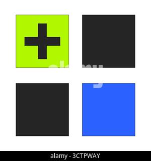 Plus sign and solid blocks 2D cartoon object Stock Vector
