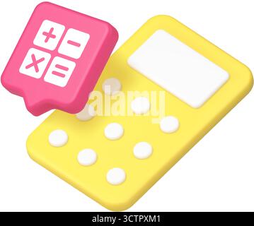 Bright calculator icon with arithmetic symbols representing finance, calculation, math, accounting, business, finance tools, budget, analysis, digital Stock Vector