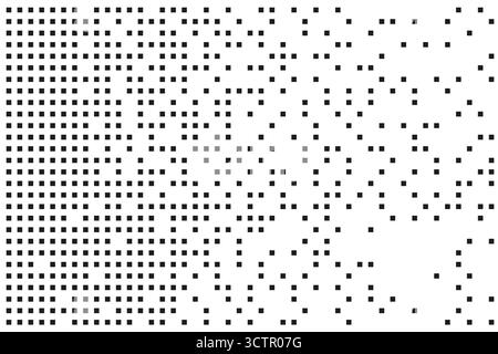 Disintegration pixel grid dot grain noise, fade halftone effect, disperse dot work, Dispersed background mosaic. Vector illustration Stock Vector