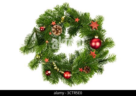christmas wreath decoration isolated on white Stock Photo