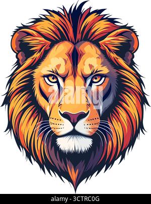 Majestic Lion Head, A Vibrant Vector Illustration Stock Vector