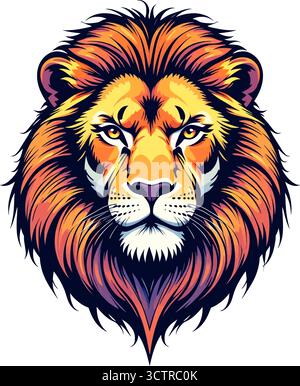 Majestic Lion Head, Vibrant Vector Illustration Stock Vector