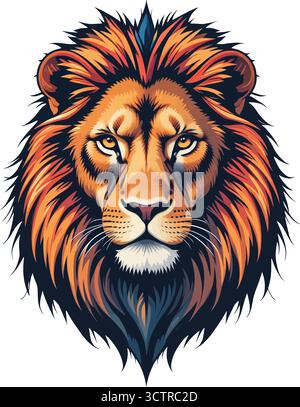 Majestic Lion Head, A Vibrant Vector Illustration Stock Vector
