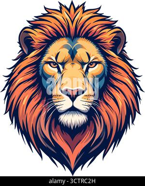 Majestic lion head, vibrant vector art Stock Vector