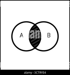 Venn diagram showing intersection of two sets a and b vector illustration Stock Vector