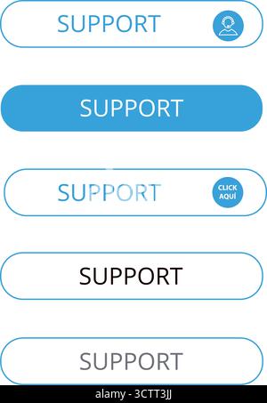 Simple and thin white and blue support bar button on a white background Stock Vector