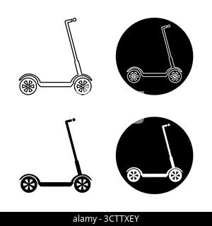 Set of Scooter Icons Illustration. Clean modern design suitable for transport apps, scooter rentals, urban mobility graphics and infographic elements. Stock Vector