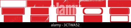 Grunge Red Rectangular and Rounded Frame Borders for Label Stock Vector