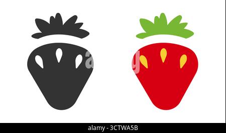 This collection features elegant line icons of strawberries in black and red. These designs can enhance various creative projects, adding a fresh fruit element to digital or print materials. Stock Vector