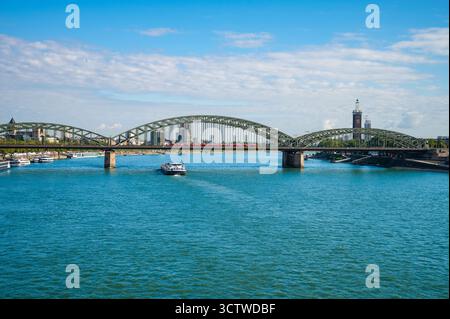 Hohenzollern Bridge over the Rhine River in Cologne, Germany Stock Photo