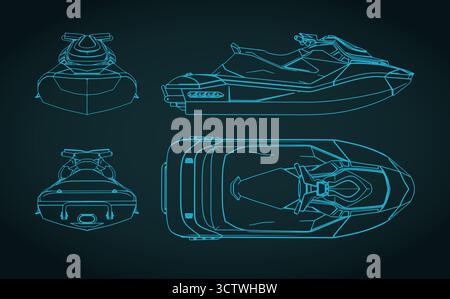 Jet ski drawings stylized vector illustration Stock Vector