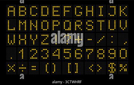 LED Dot Matrix Alphabet Font Set Stock Vector