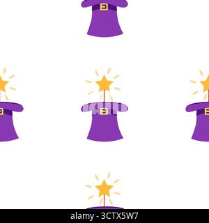 Seamless pattern with CIRCUS theme. magic hat, hare in hat, holiday balloons tents. Cartoon flat style Stock Vector