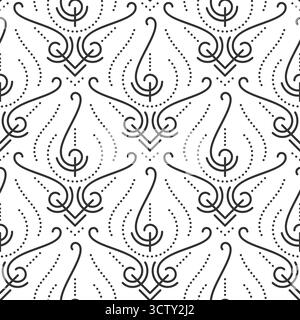 Elegant seamless pattern with dots, line ornate, decorative shapes, abstract curved motifs. Repeating elegant geometric outlines. Luxury background for wallpaper, textile, branding and packaging Stock Vector