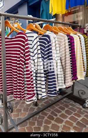 France, Paris. Typical French striped shirts for sale. Stock Photo