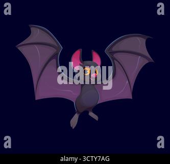 Halloween flying bat character with spread wings Stock Vector