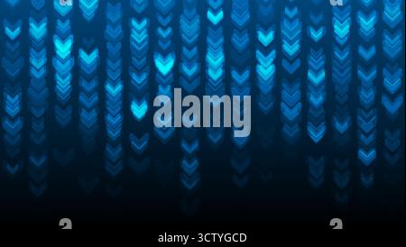 Neon blue minimal arrows elements abstract geometric background. Vector technology design Stock Vector