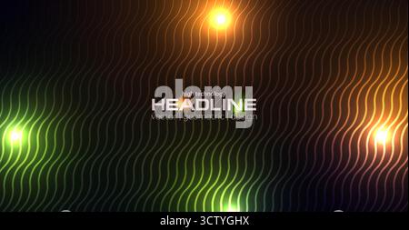 Shiny green orange glowing neon linear waves abstract tech background. Futuristic concept vector design Stock Vector