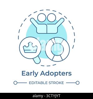 Early adopters soft blue concept icon Stock Vector