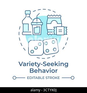 Variety-seeking behavior soft blue concept icon Stock Vector