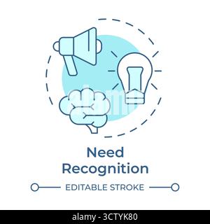 Need recognition soft blue concept icon Stock Vector