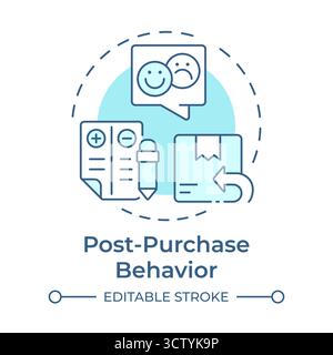 Post-purchase behavior soft blue concept icon Stock Vector