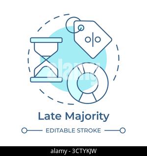 Late majority soft blue concept icon Stock Vector