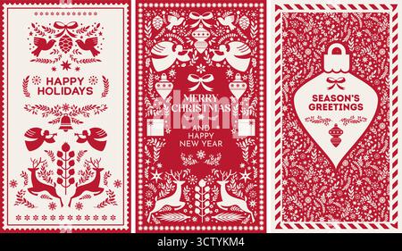 Red White Christmas Angels Illustration Stock Vector