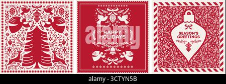 Nordic Angels Christmas Tree Illustration Stock Vector