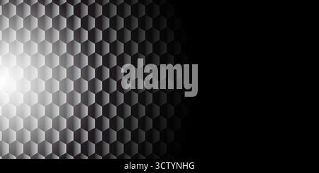 Modern abstract background seamless hexagonal grid pattern. The hexagonal shapes create a strong sense of three-dimensionality due to an applied light Stock Photo