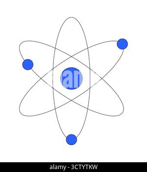 Atom model 2D cartoon object Stock Vector