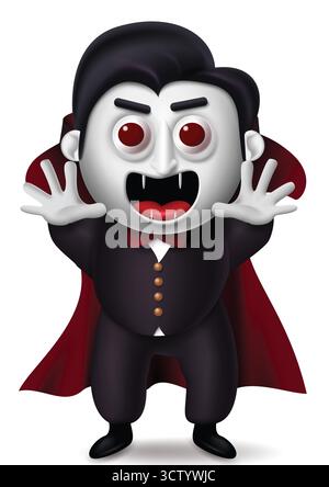 Cute Halloween Vampire Character Clipart Vector Illustration for Spooky Trick or Treat Designs Stock Vector