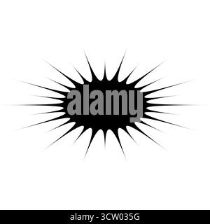 Black starburst shape with pointed rays, attention symbol, radial burst Stock Vector