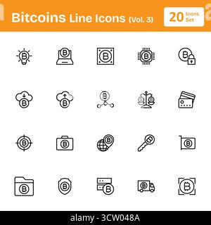 Bitcoins Line Icons (Vol. 3) Stock Vector