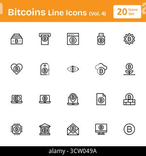 Bitcoins Line Icons (Vol. 4) Stock Vector