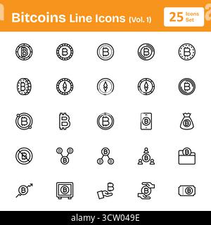 Bitcoins Line Icons (Vol. 1) Stock Vector