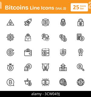 Bitcoins Line Icons (Vol. 2) Stock Vector