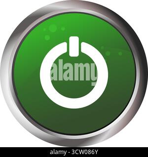 green glossy power button vector icon Stock Vector