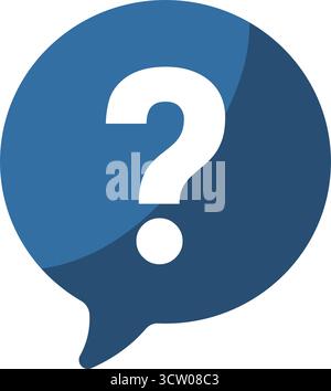 Question mark in speech bubble blue round vector icon Stock Vector
