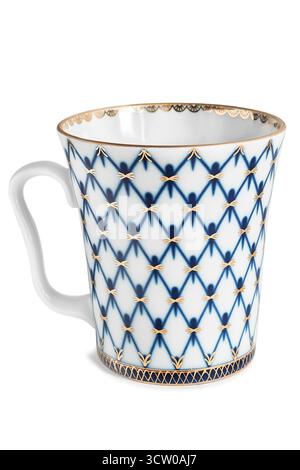 Vintage elegant porcelain empty coffee cup isolated on white background Stock Photo
