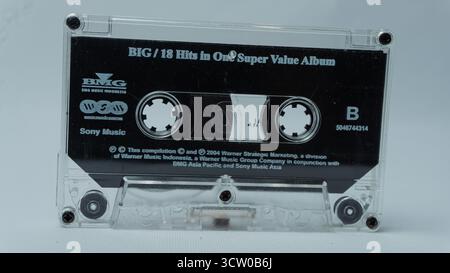 South Kalimantan, Indonesia - 08 02 2024 : Collection of vintage old school tape cassettes isolated on white background Stock Photo