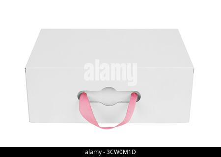 Paper box with handle isolated on white background Stock Photo