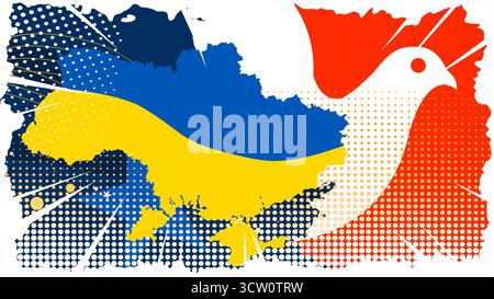 Ukraine Map Peace Dove Stylized Illustration Stock Vector