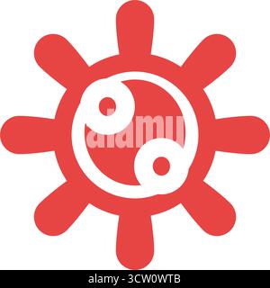 Stylized Red Virus or Germ Icon Stock Vector
